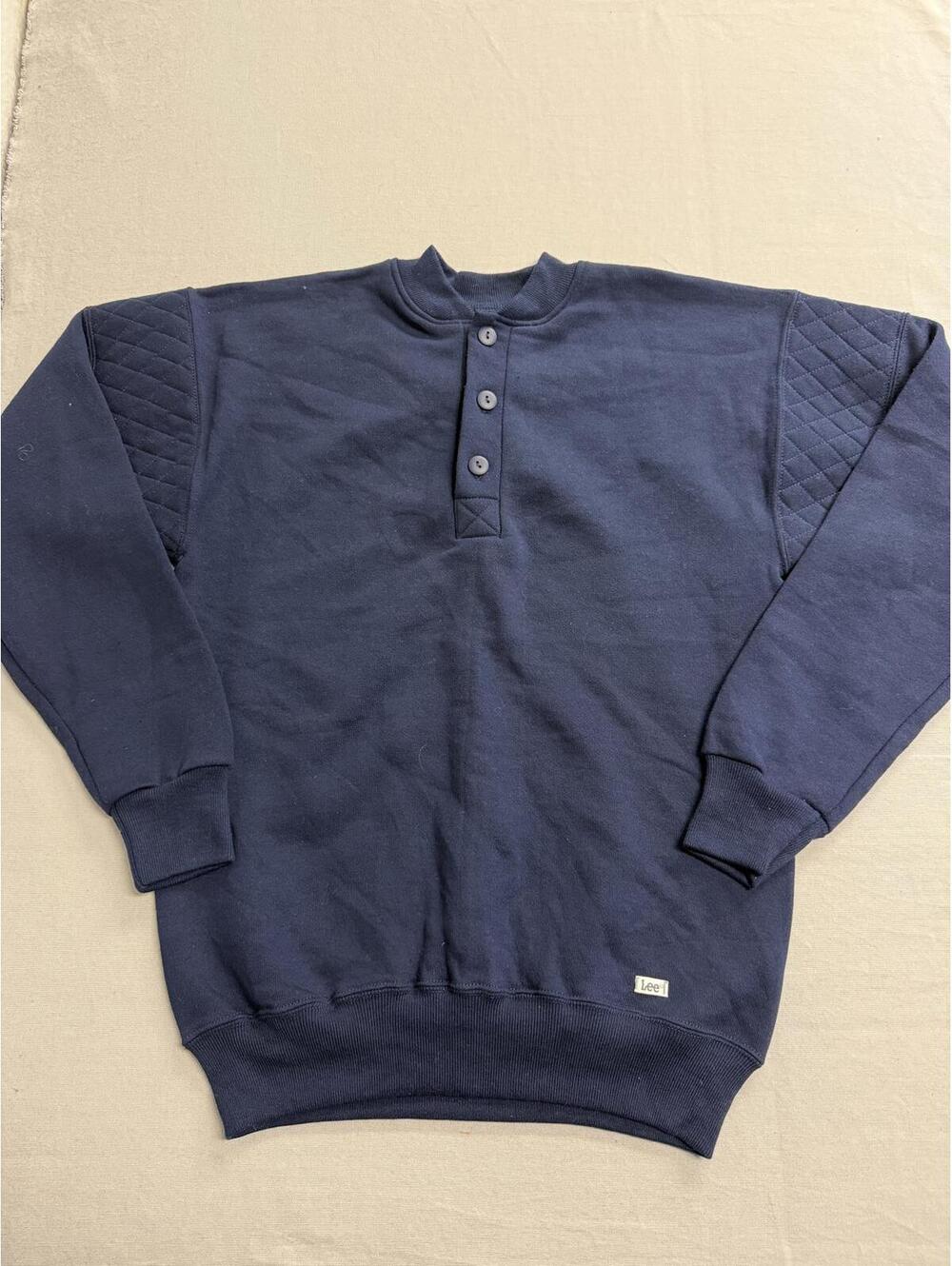 Vintage Lee Navy Henley Crewneck Made in USA - M